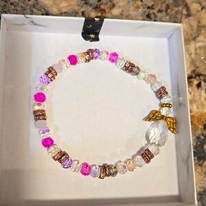 Handmade Pink & Clear Beaded Bracelet 💕